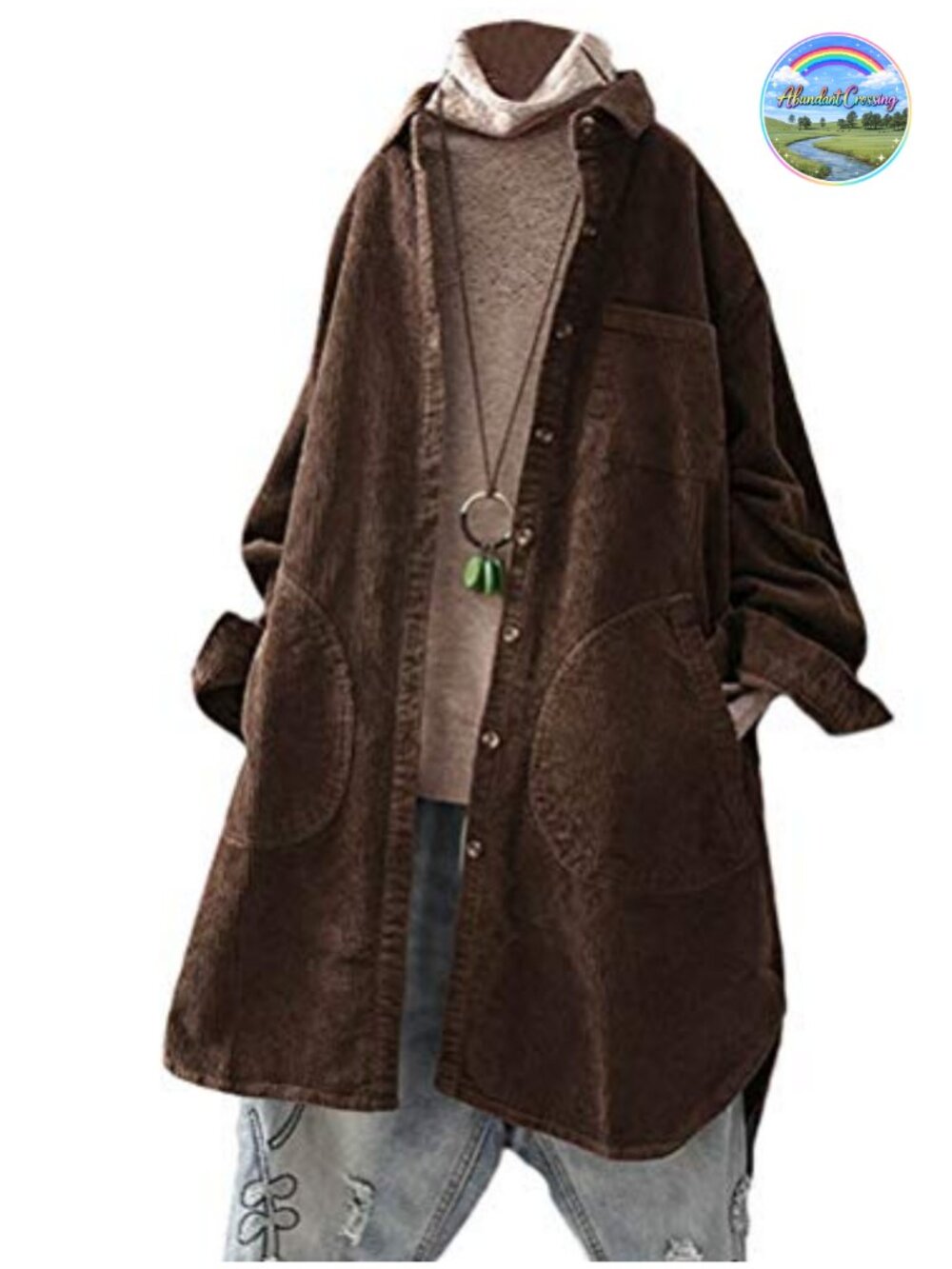 Corduroy Shacket Button Down Long Sleeve Tunic Top with Pockets
